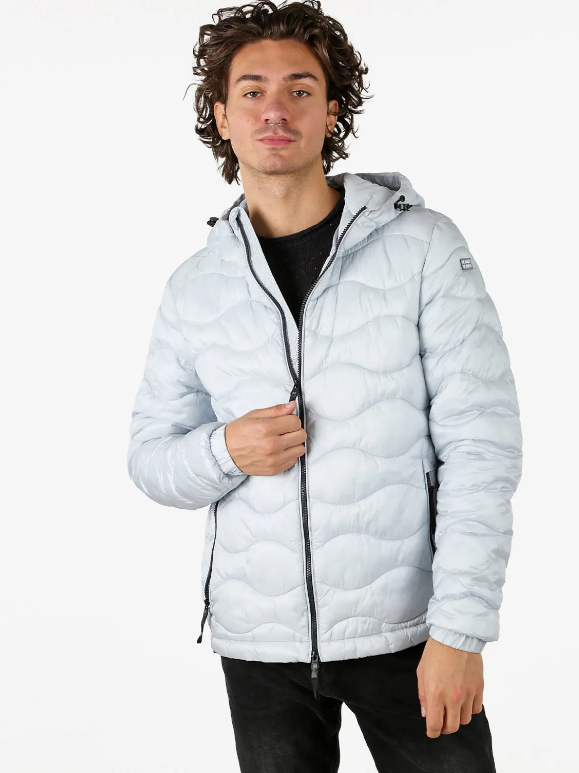 Norway Piumino leggero da uomo con cappuccio e zip - perla