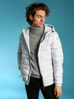 Norway Piumino leggero da uomo con cappuccio e zip - perla