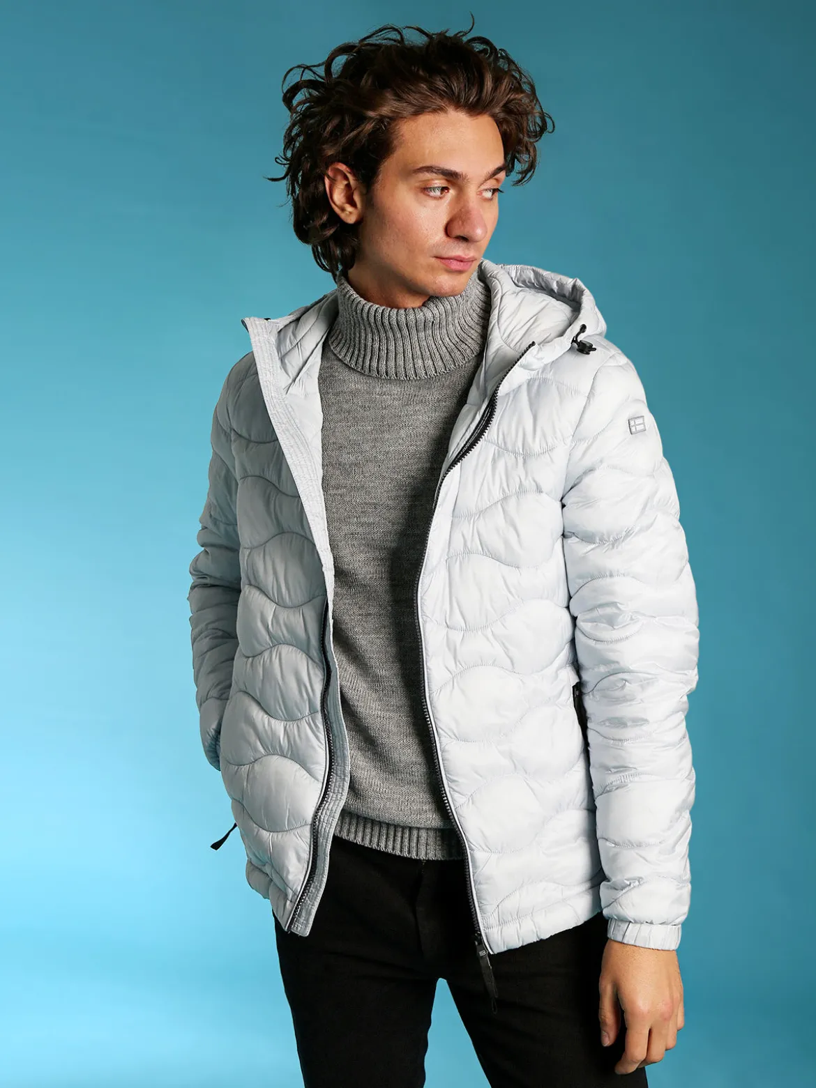 Norway Piumino leggero da uomo con cappuccio e zip - perla