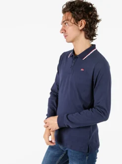 Norway Polo da uomo a maniche lunghe in cotone - blu scuro