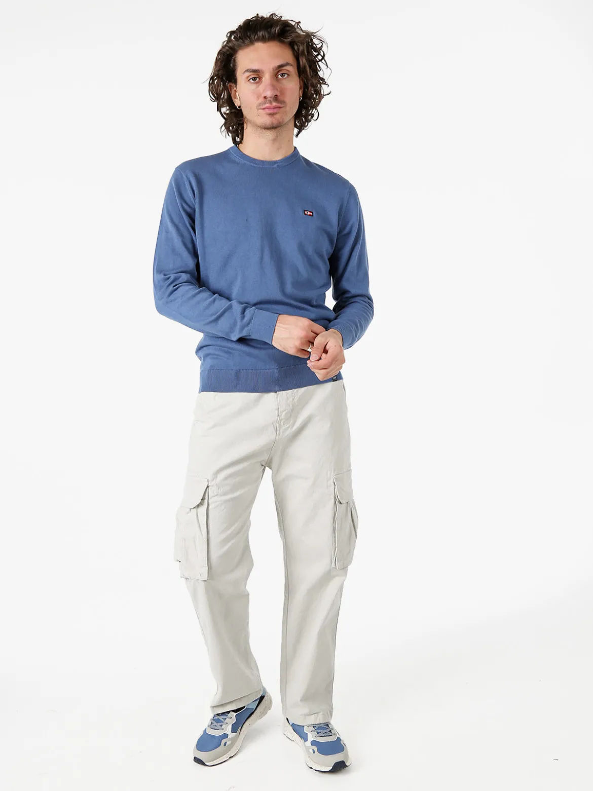 Norway Pullover da uomo in cotone con logo - blu