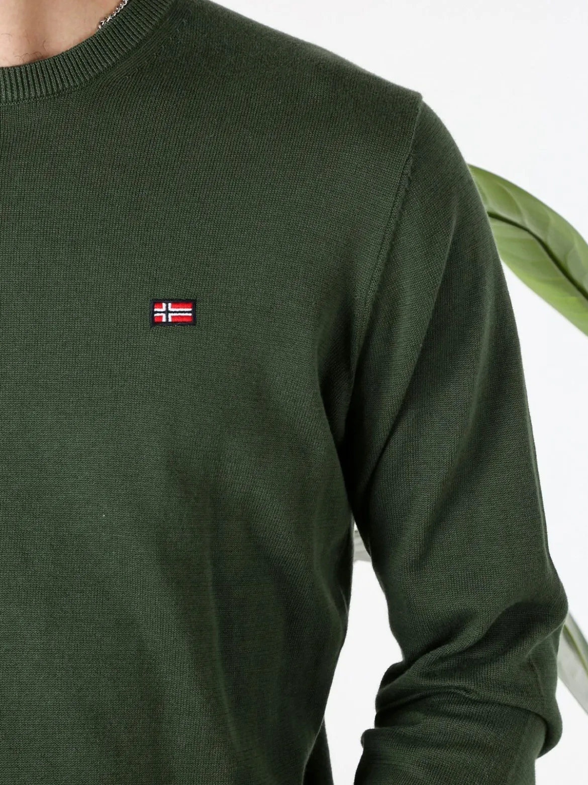Norway Pullover da uomo in cotone con logo - militare