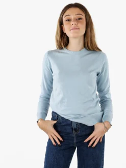 Norway Pullover girocollo da donna in maglia tinta unita - azzurro