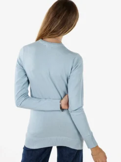 Norway Pullover girocollo da donna in maglia tinta unita - azzurro