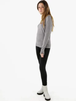 Norway Pullover girocollo da donna in maglia tinta unita - grigio