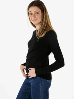 Norway Pullover girocollo da donna in maglia tinta unita - nero