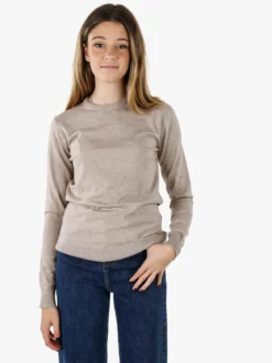 Norway Pullover girocollo da donna in maglia tinta unita - sabbia