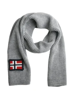 Norway Sciarpa da uomo in maglia con logo - grigio