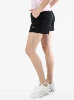 Norway Shorts donna sportivi in cotone con coulisse e logo - nero