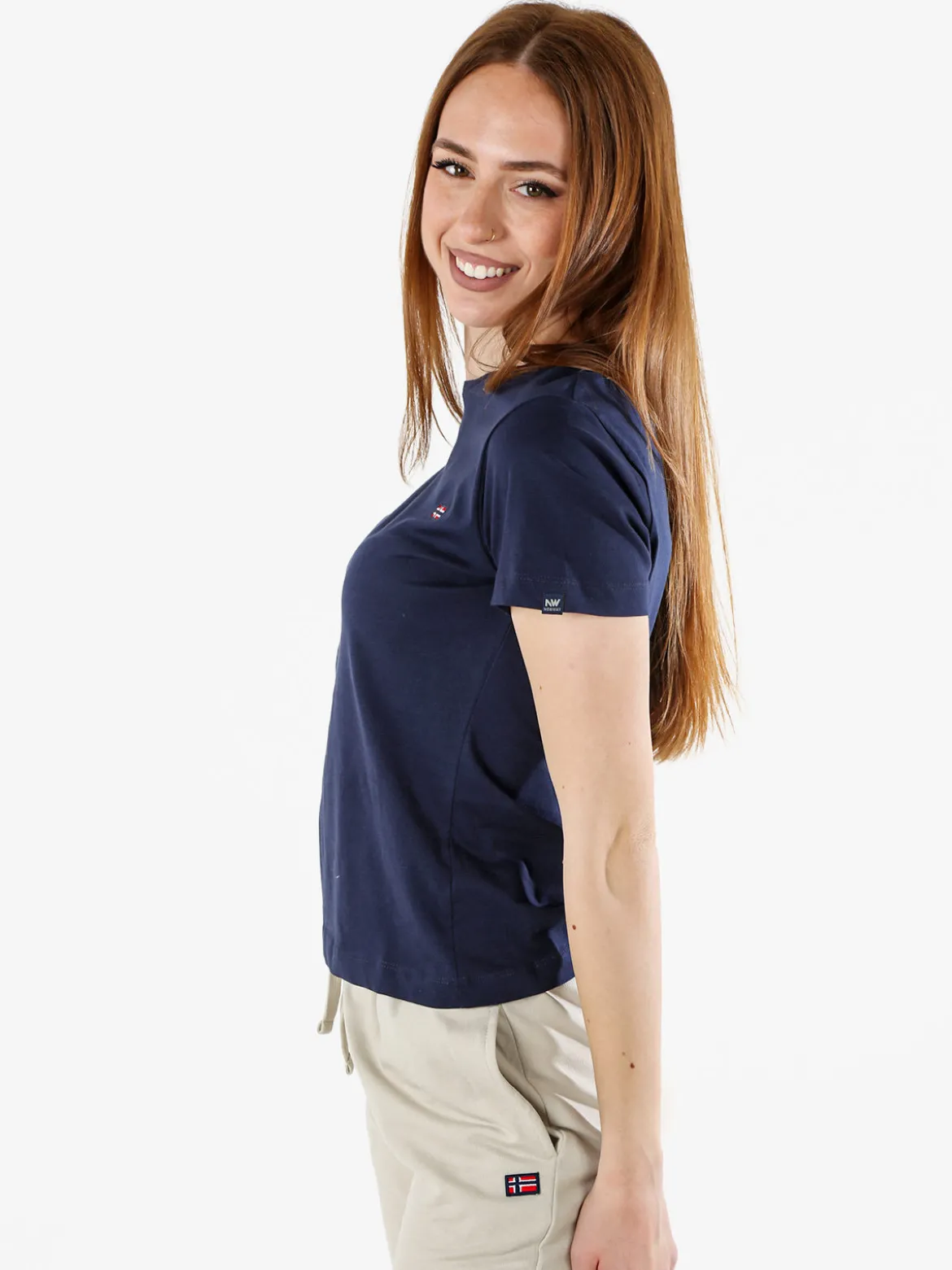 Norway T-shirt donna in cotone con logo - blu scuro