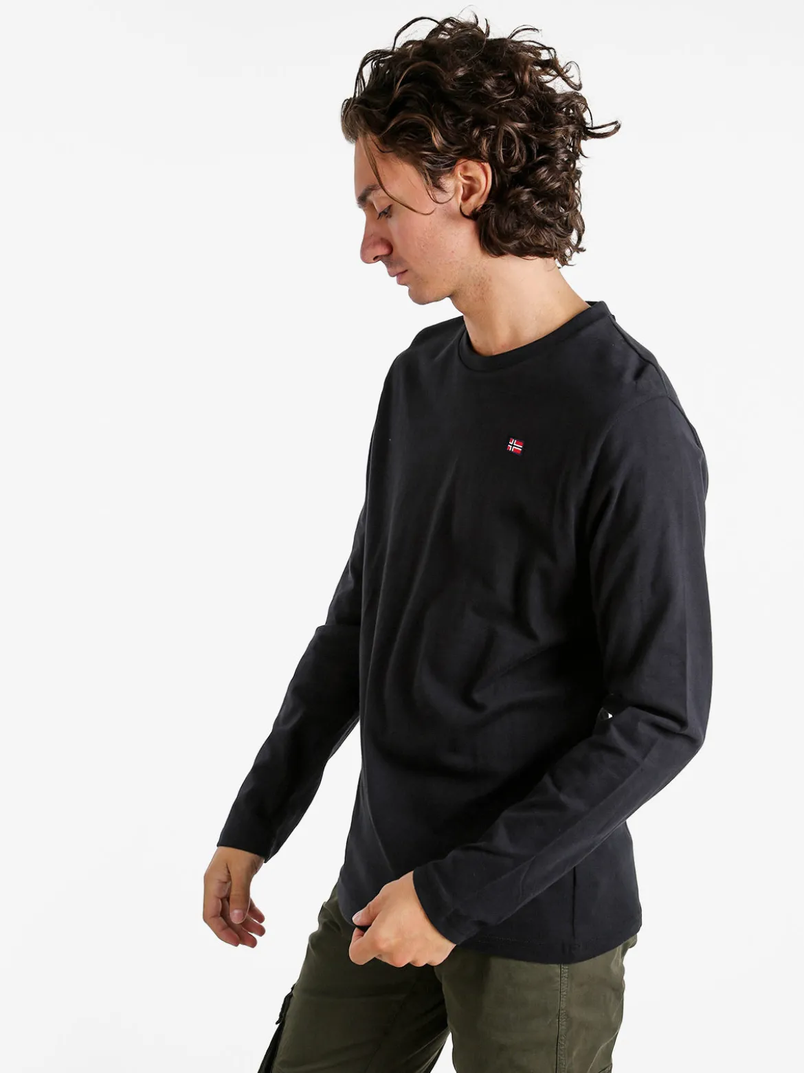 Norway T-shirt maniche lunghe da uomo in cotone - nero