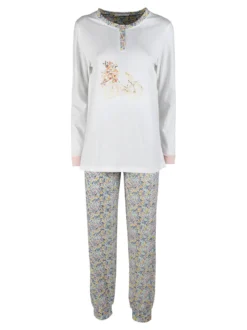 Nottingham Pigiama lungo da donna in cotone jersey