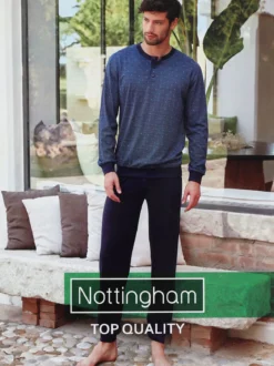 Nottingham Pigiama lungo da uomo in cotone con stampa