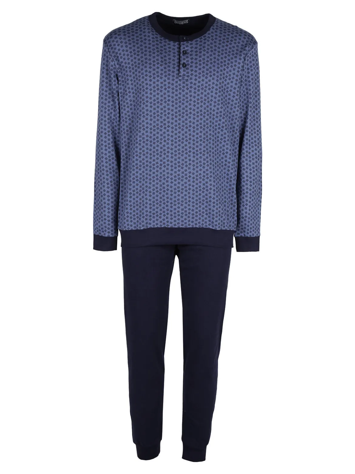 Nottingham Pigiama lungo da uomo in cotone interlock