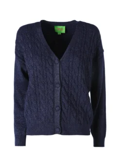 Nova Cardigan donna a trama intrecciata - blu scuro