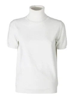 Nova Maglia dolcevita da donna a maniche corte - bianco