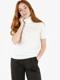 Nova Maglia dolcevita da donna a maniche corte - bianco