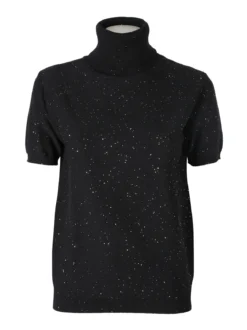 Nova Maglia dolcevita da donna a maniche corte - nero