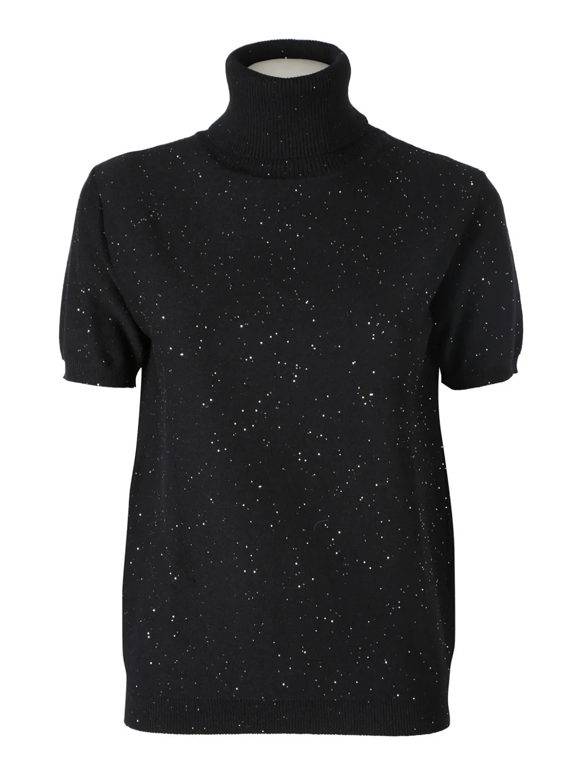 Nova Maglia dolcevita da donna a maniche corte - nero