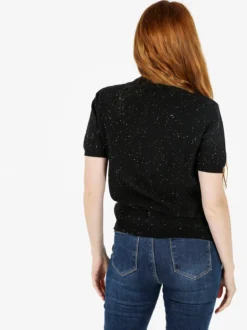 Nova Maglia dolcevita da donna a maniche corte - nero