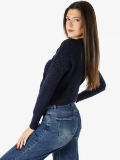 Nova Maglione girocollo da donna lurex - blu scuro