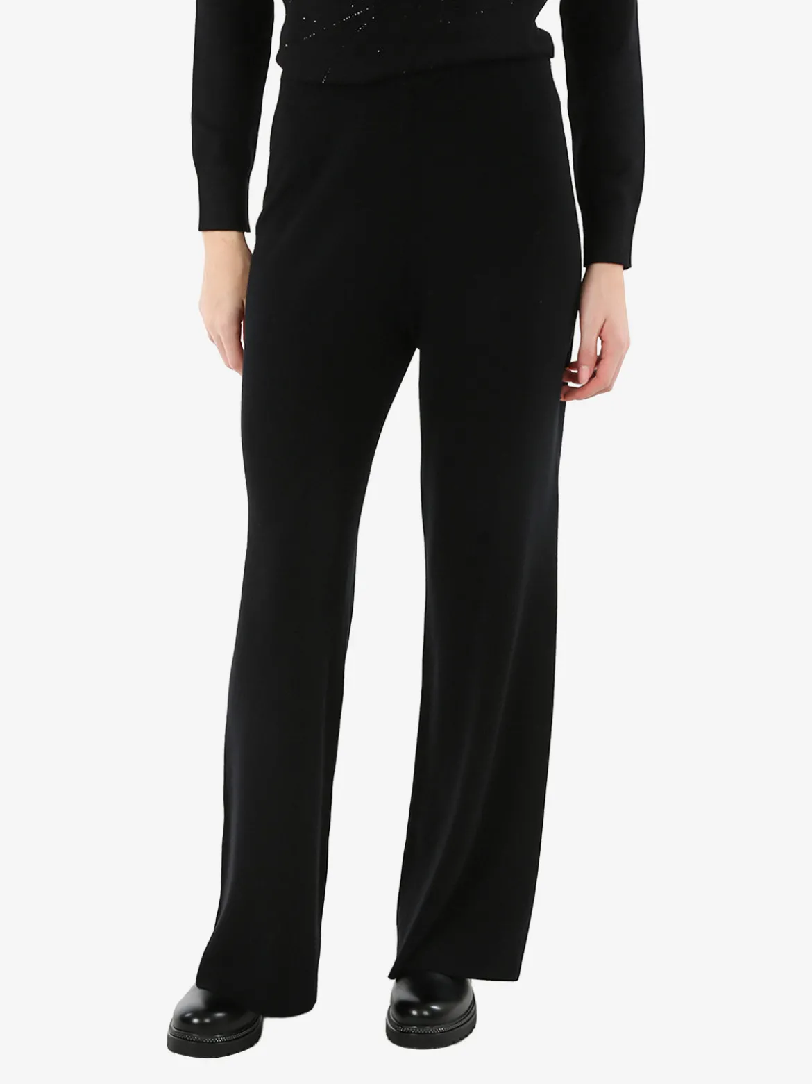 Nova Pantaloni donna in maglia a vita alta - nero