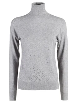 Nova Pullover dolcevita da donna con strass - grigio