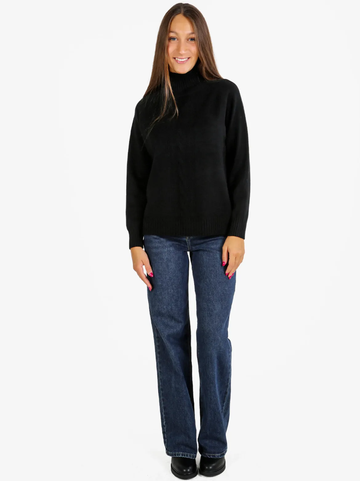 Nova Pullover donna con collo alto - nero