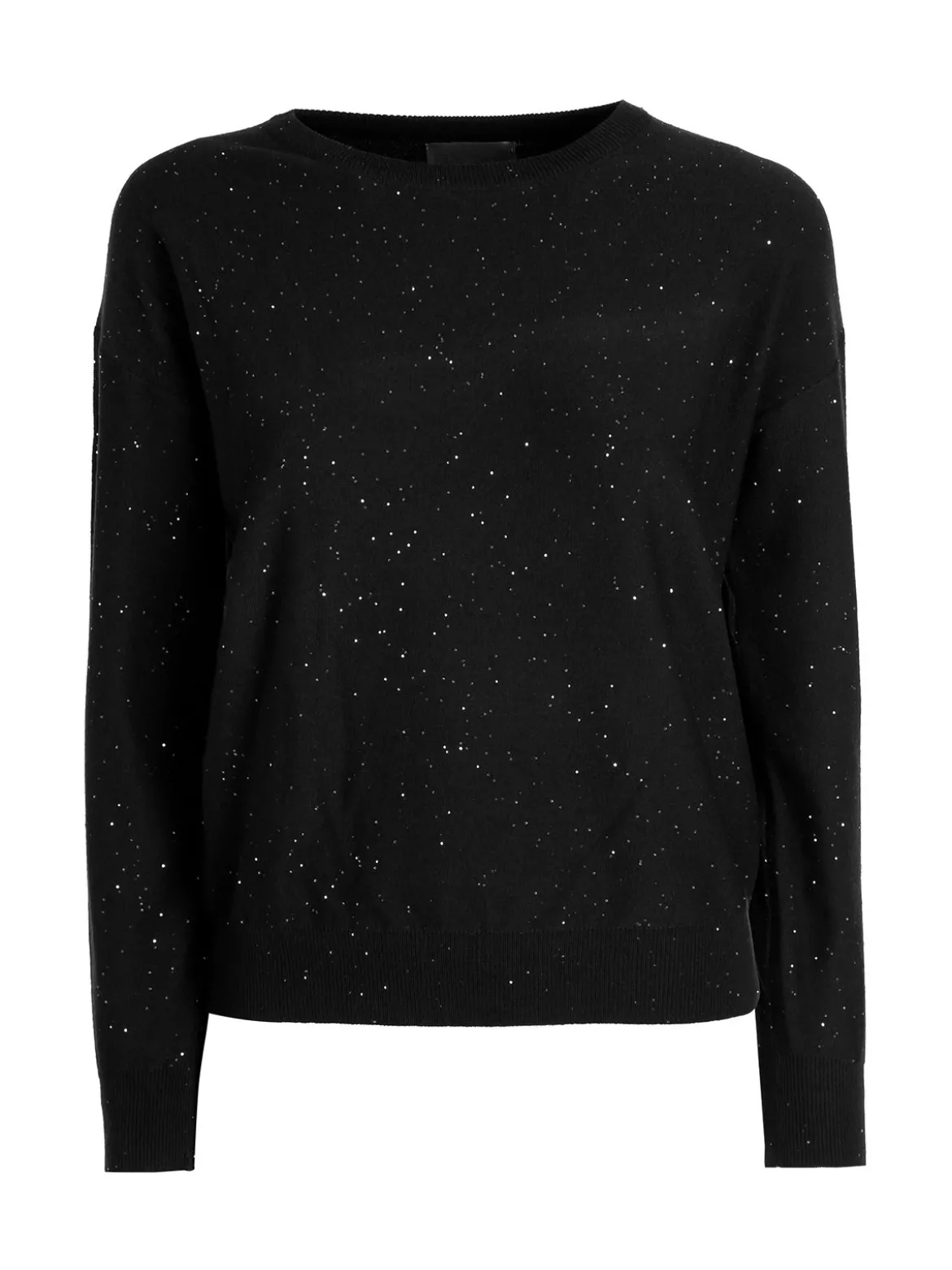 Nova Pullover donna girocollo con strass - nero