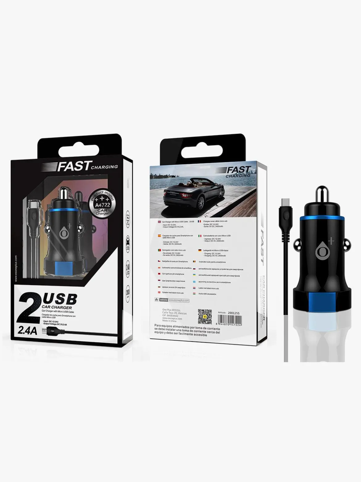 Oneplus Caricatore auto con cavo Micro usb