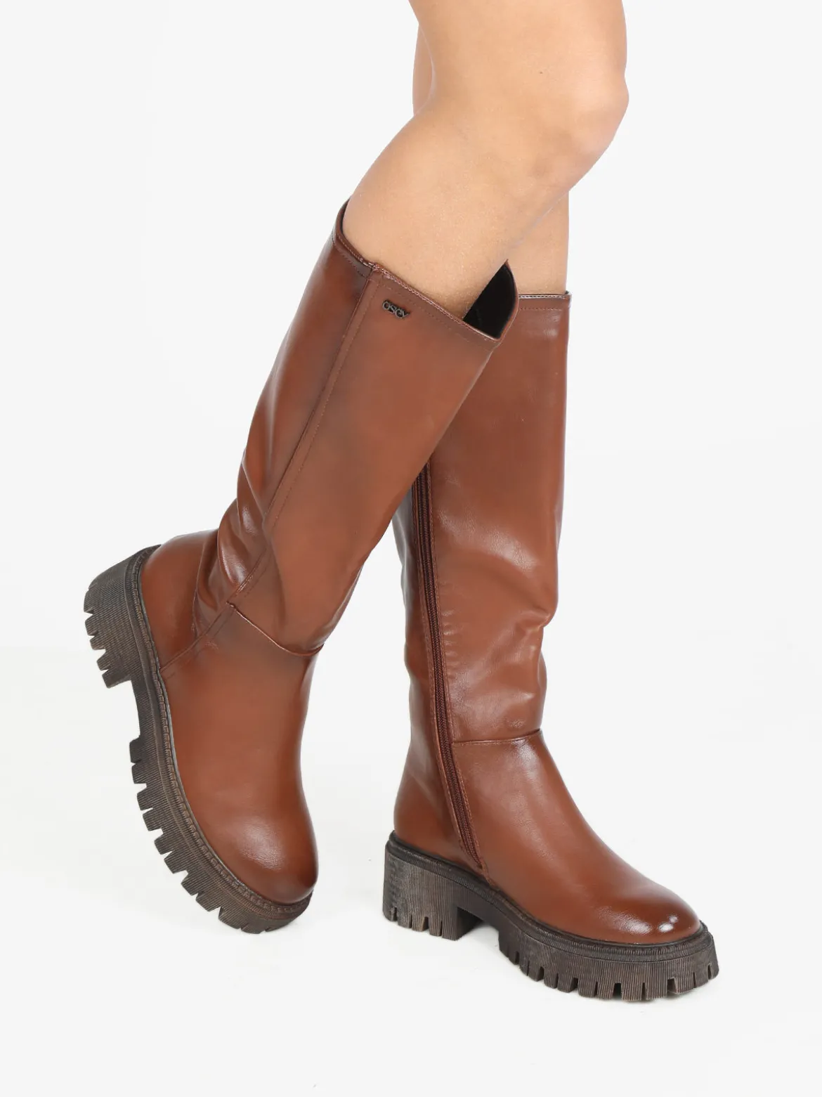 Osey Stivale alto donna con tacco e plateau