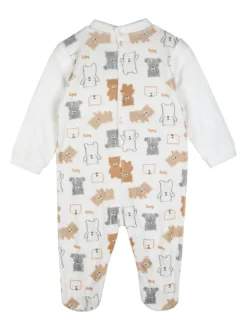 Pastello Tutina in ciniglia da neonato con stampe - bianco