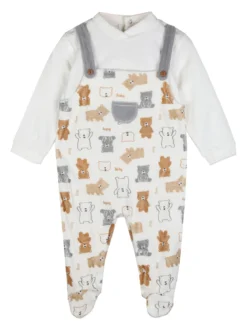 Pastello Tutina in ciniglia da neonato con stampe - bianco