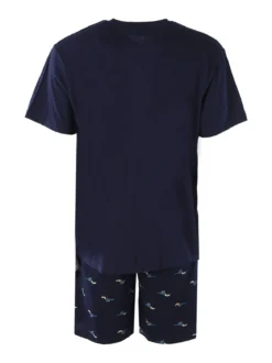 Paul Martin Pigiama corto da uomo in cotone naturale - blu scuro