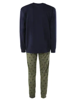 Paul Martin Pigiama lungo da uomo in cotone naturale - blu scuro