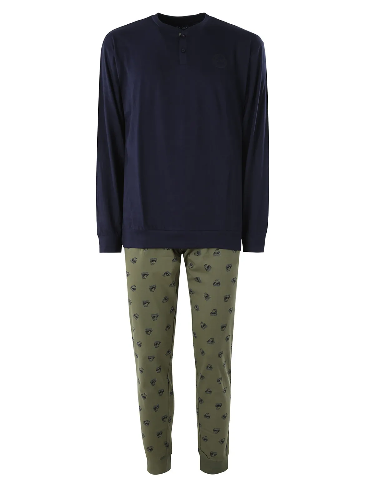 Paul Martin Pigiama lungo da uomo in cotone naturale - blu scuro