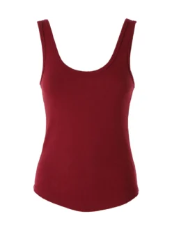 Peafowl Top da donna in cotone elasticizzato a costine - bordeaux