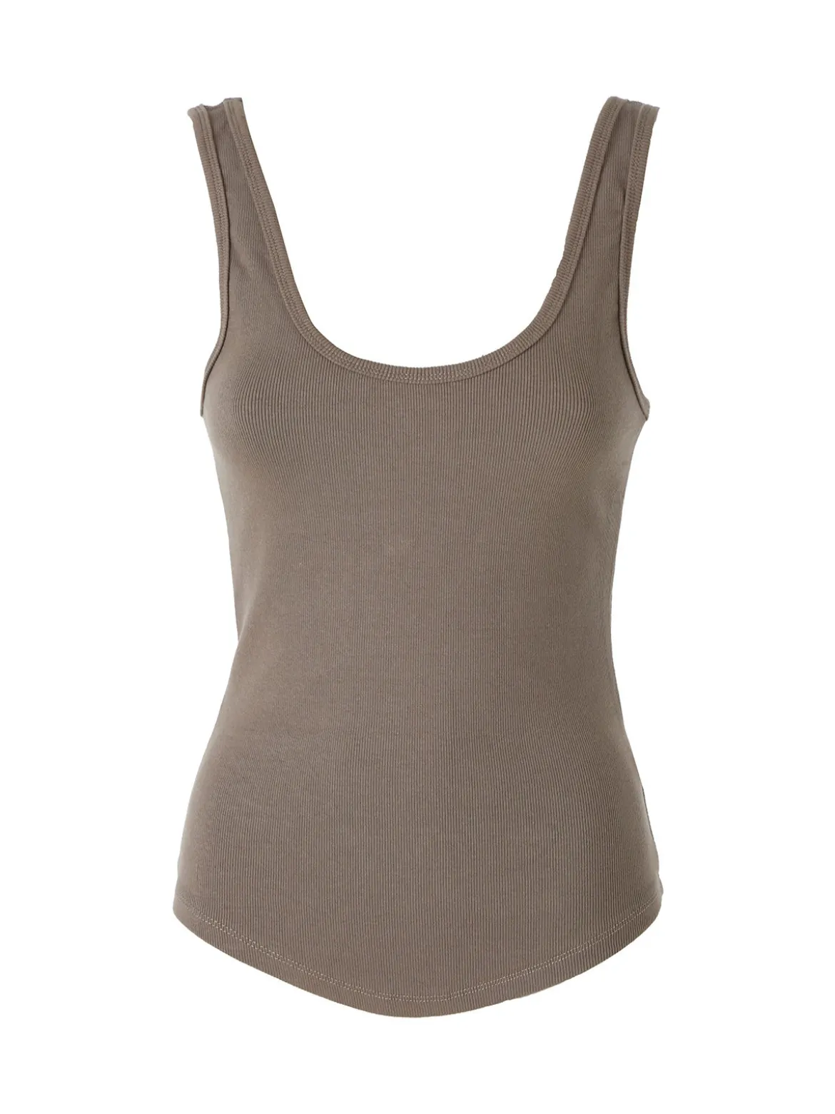 Peafowl Top da donna in cotone elasticizzato a costine - fango