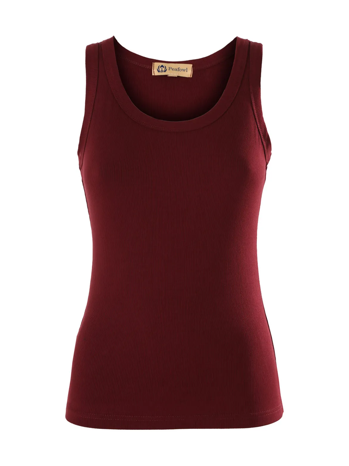 Peafowl Top girocollo da donna a costine - bordeaux