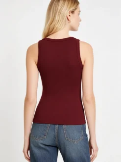 Peafowl Top girocollo da donna a costine - bordeaux
