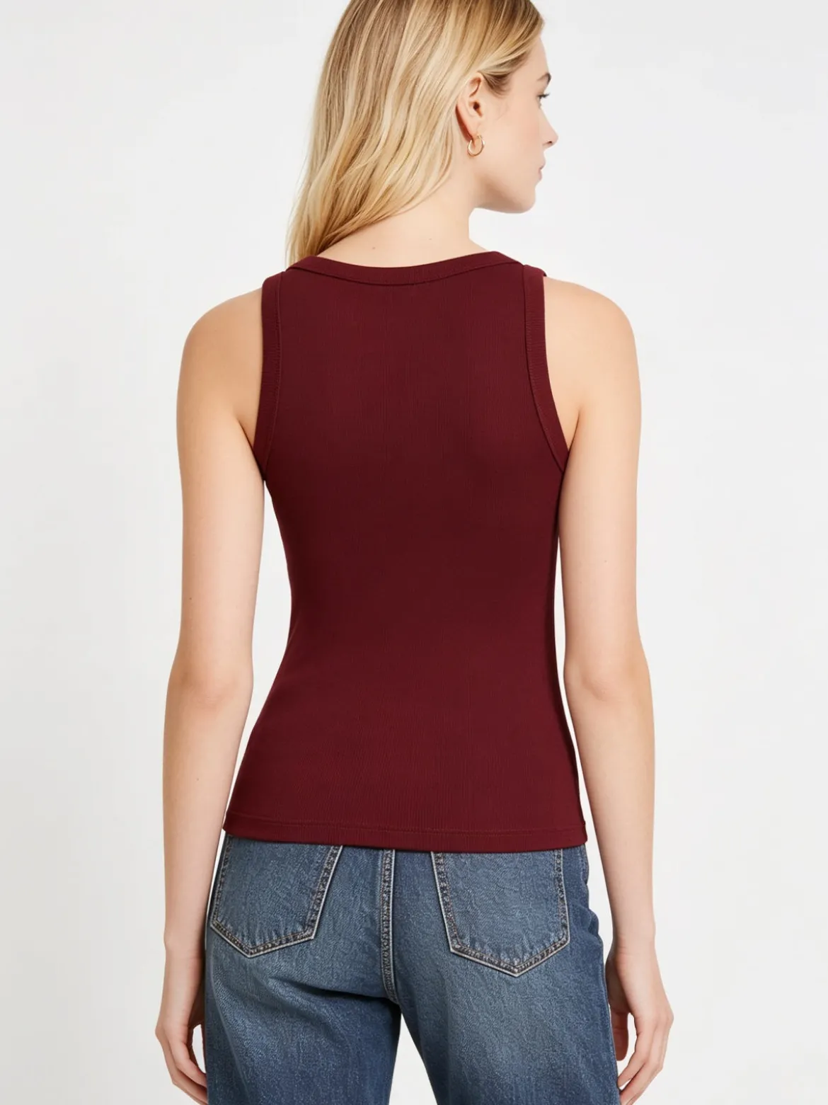 Peafowl Top girocollo da donna a costine - bordeaux