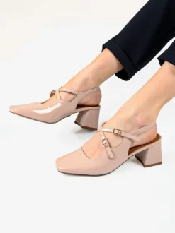 Phard Slingback donna Mary Jane in vernice con tacco e punta quadrata