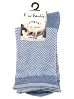 Pierre Cardin Calze corte da donna con stampa spigata e lurex - azzurro