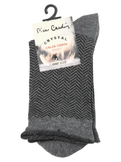 Pierre Cardin Calze corte da donna con stampa spigata e lurex - grigio scuro
