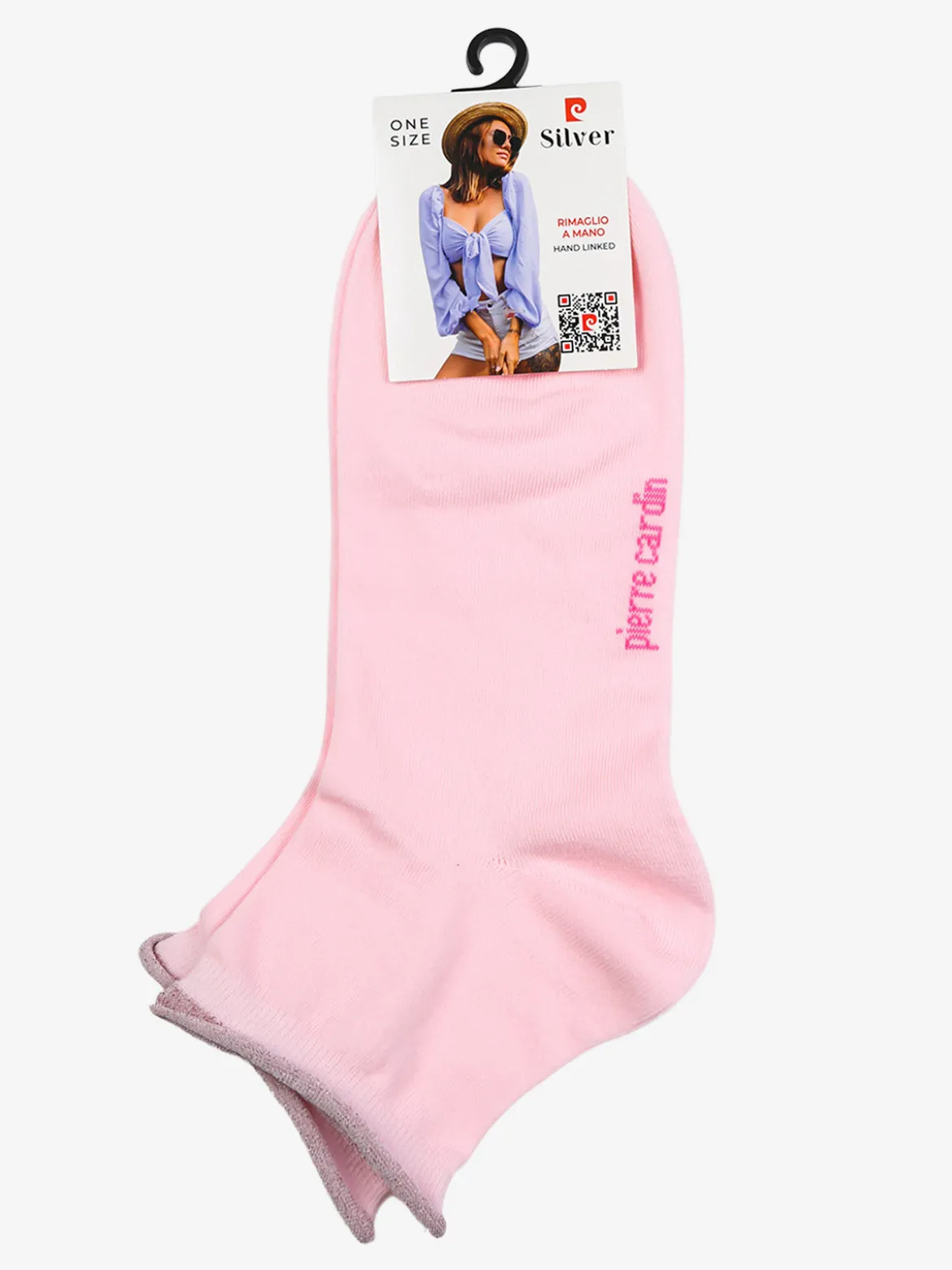 Pierre Cardin Calze corte da donna in cotone con bordo in lurex - rosa