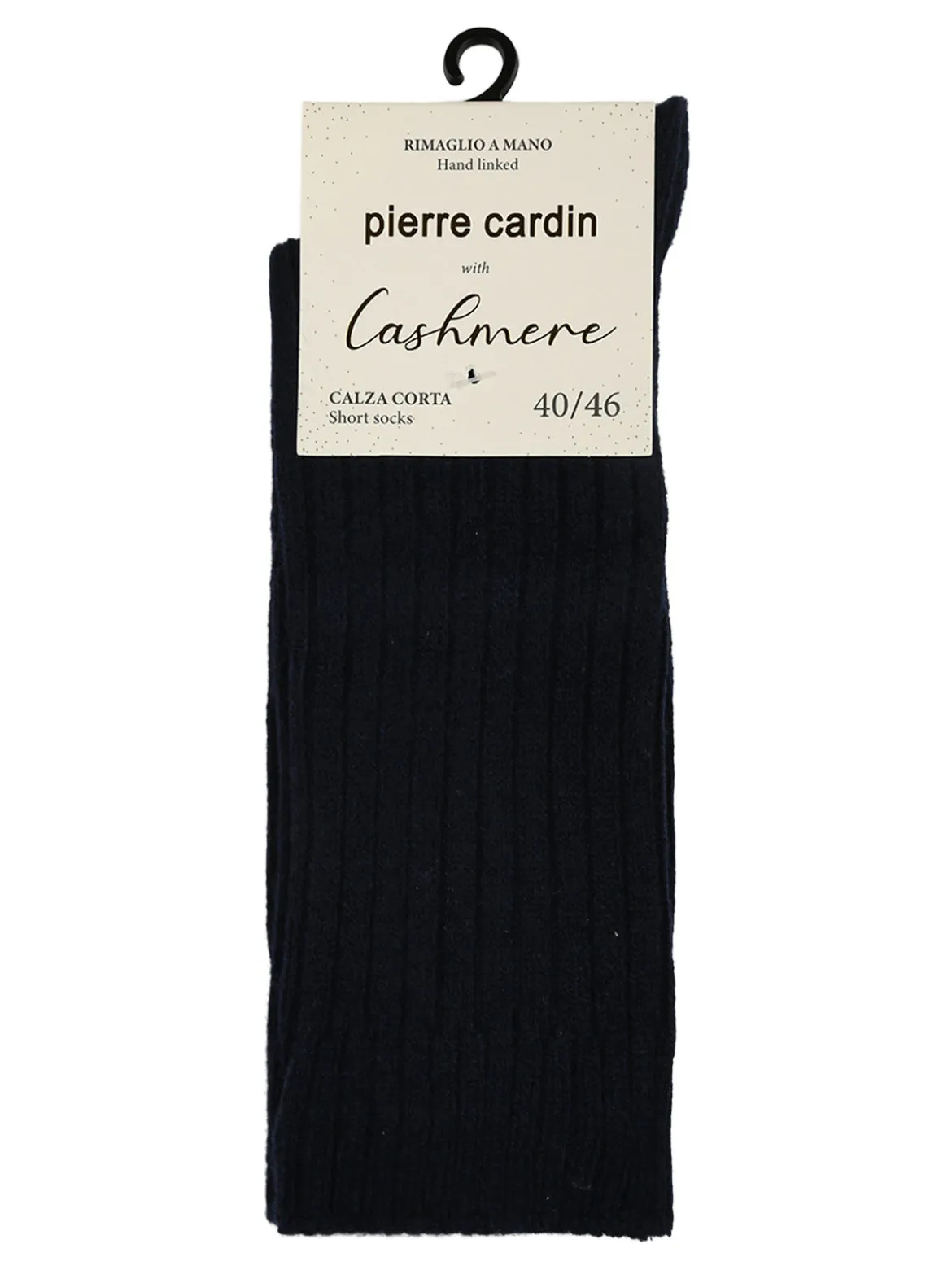 Pierre Cardin Calze corte da uomo in misto lana e cashmere a coste - blu scuro