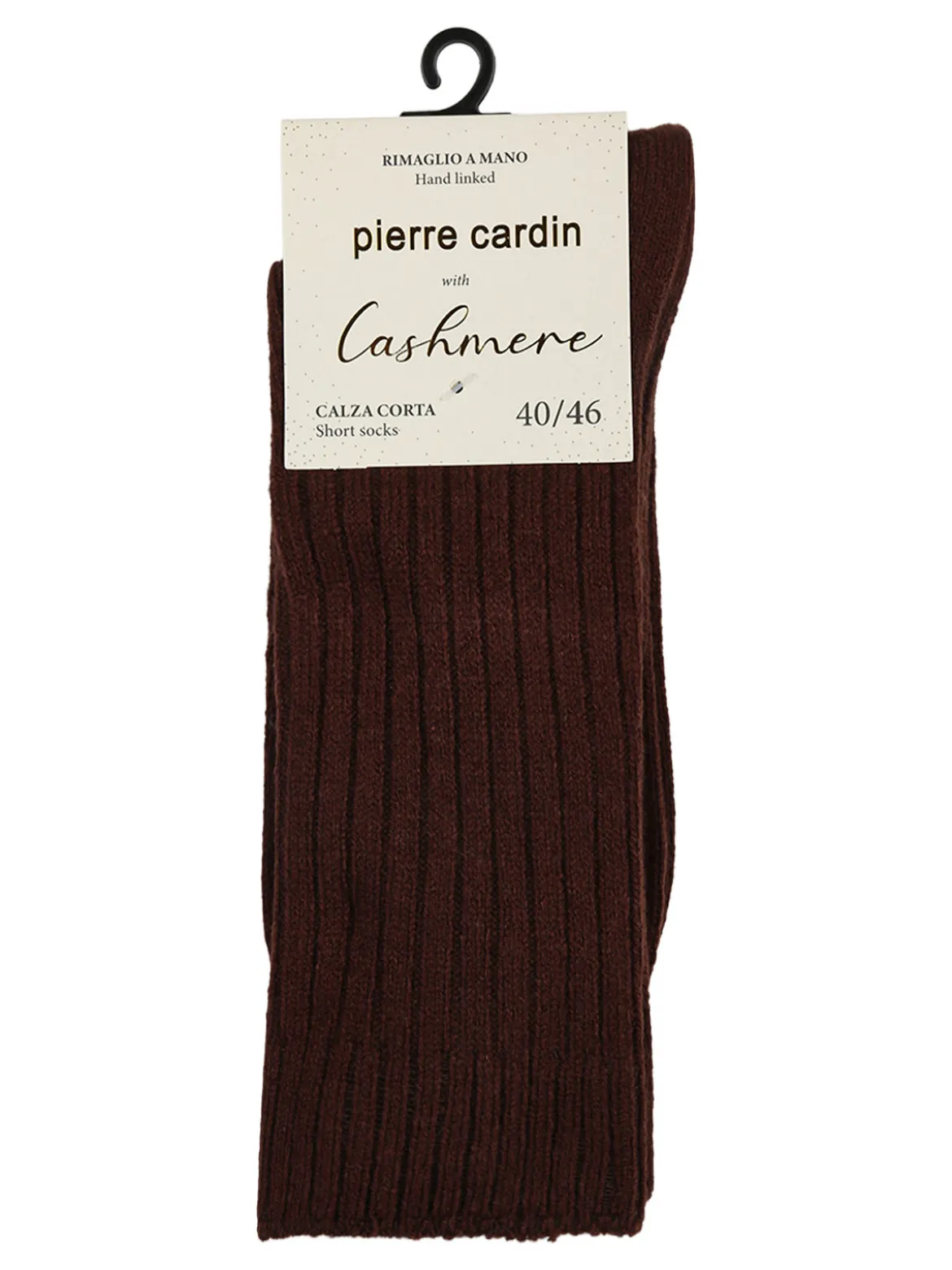 Pierre Cardin Calze corte da uomo in misto lana e cashmere a coste - marrone