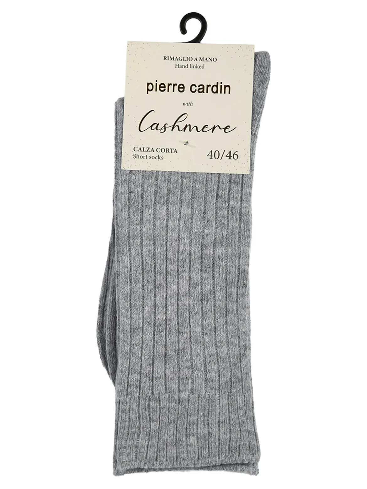 Pierre Cardin Calze corte da uomo in misto lana e cashmere a coste - grigio