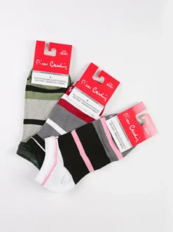 Pierre Cardin Calze corte donna a righe Confezione 3 paia