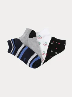 Pierre Cardin Calze corte donna con stampe. Confezione da 4 paia